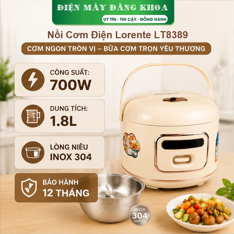 Nồi cơm điện lòng inox 1.8 Lít Lorente Lt8389