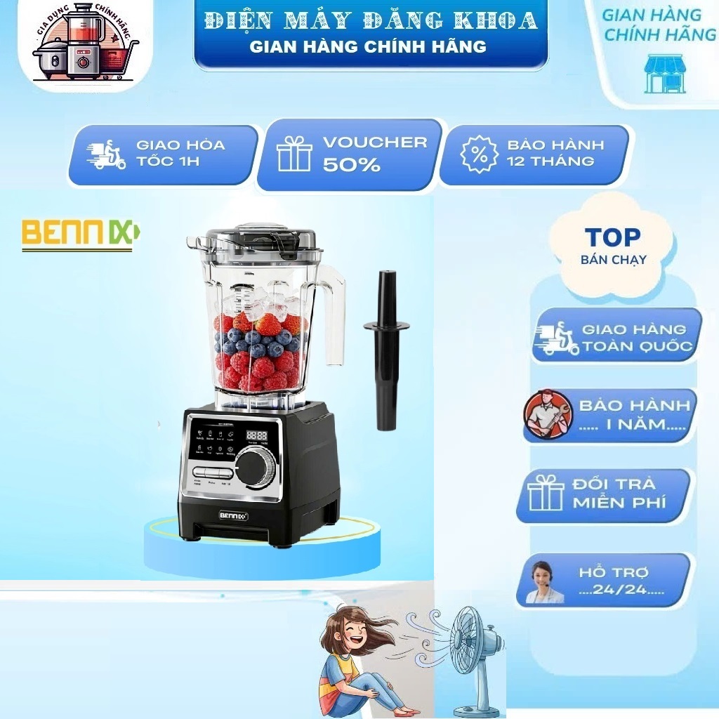 Máy xay sinh tố công nghiệp BENNIX BN-229BL, Công suất 2200W, Dung tích 2,6 lít