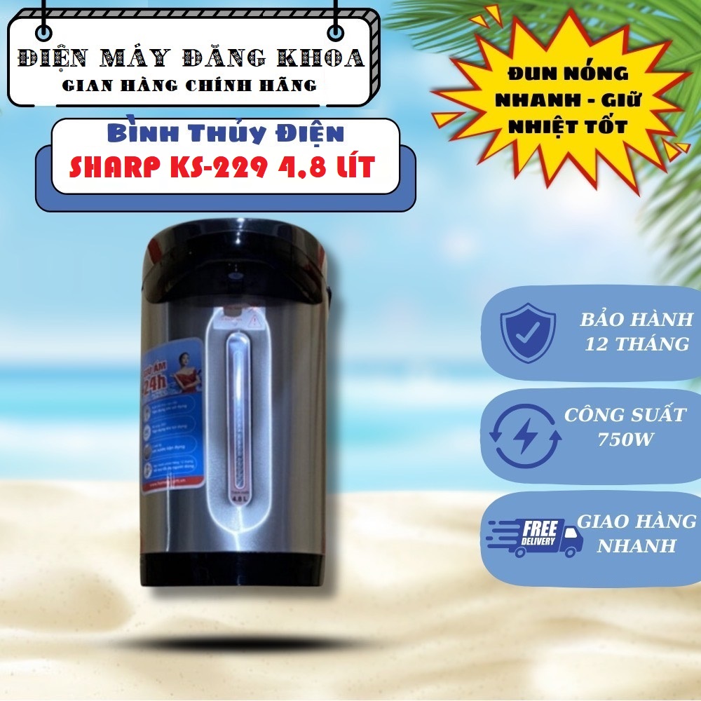 BÌNH THỦY ĐIỆN SHARP 4.8L RUỘT INOX KS-229