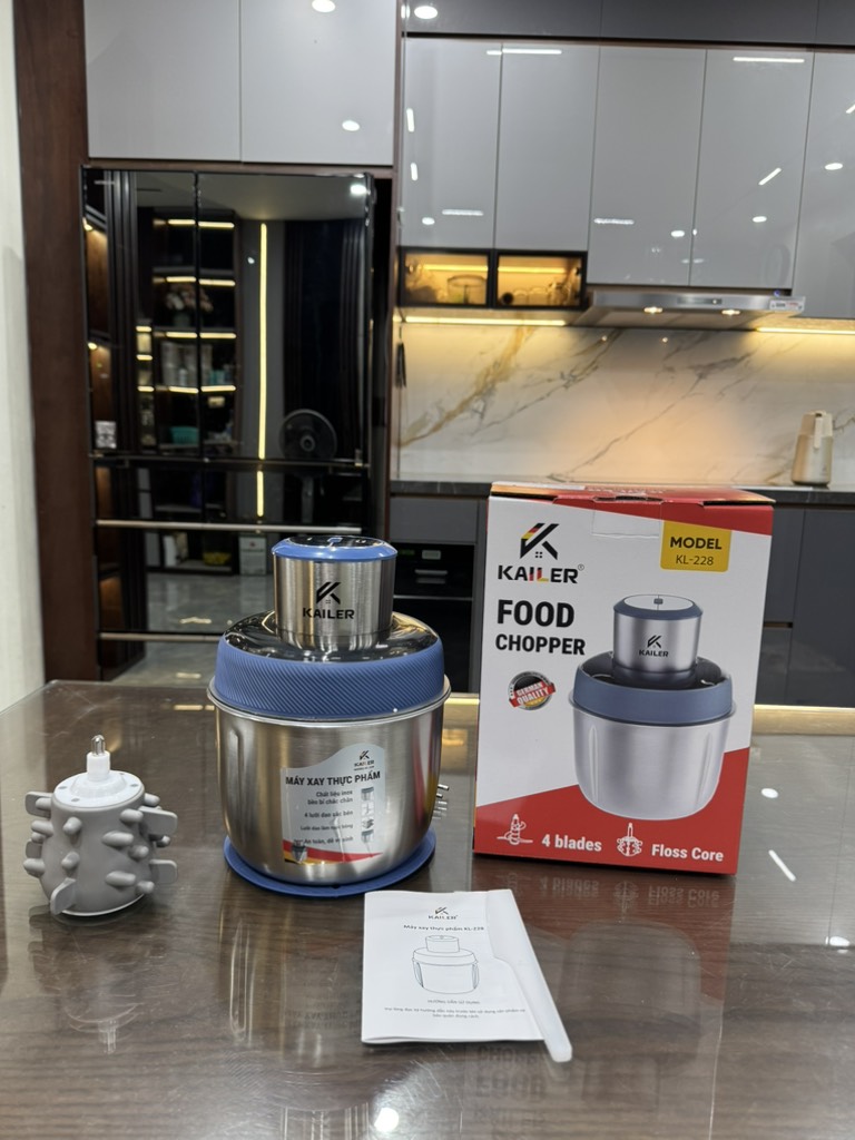 Máy xay thịt Kailer 1 cối có lõi đánh ruốc, bóc tỏi (16c/t) KL-228