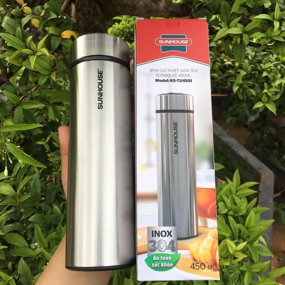 BÌNH GIỮ NHIỆT INOX 304 SUNHOUSE 450ML KS-TU450I
