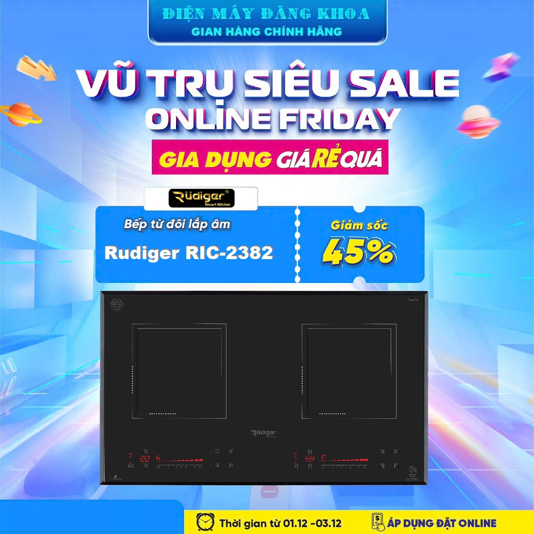 Bếp từ đôi Rudiger RIC-2382 ( tặng bộ nồi )
