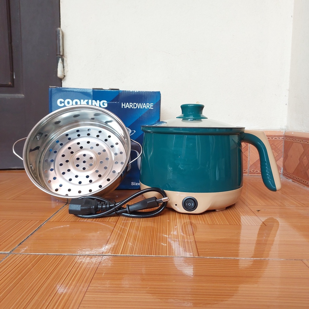 cd93fcfb709a4a3c97fd9d3b82e30029 Nồi Lẩu Mini Cầm Tay, Nồi Nấu Cơm, Nấu Mì Đa Năng kèm Giá Hấp Tiện Lợi (2 Tầng núm xoay)