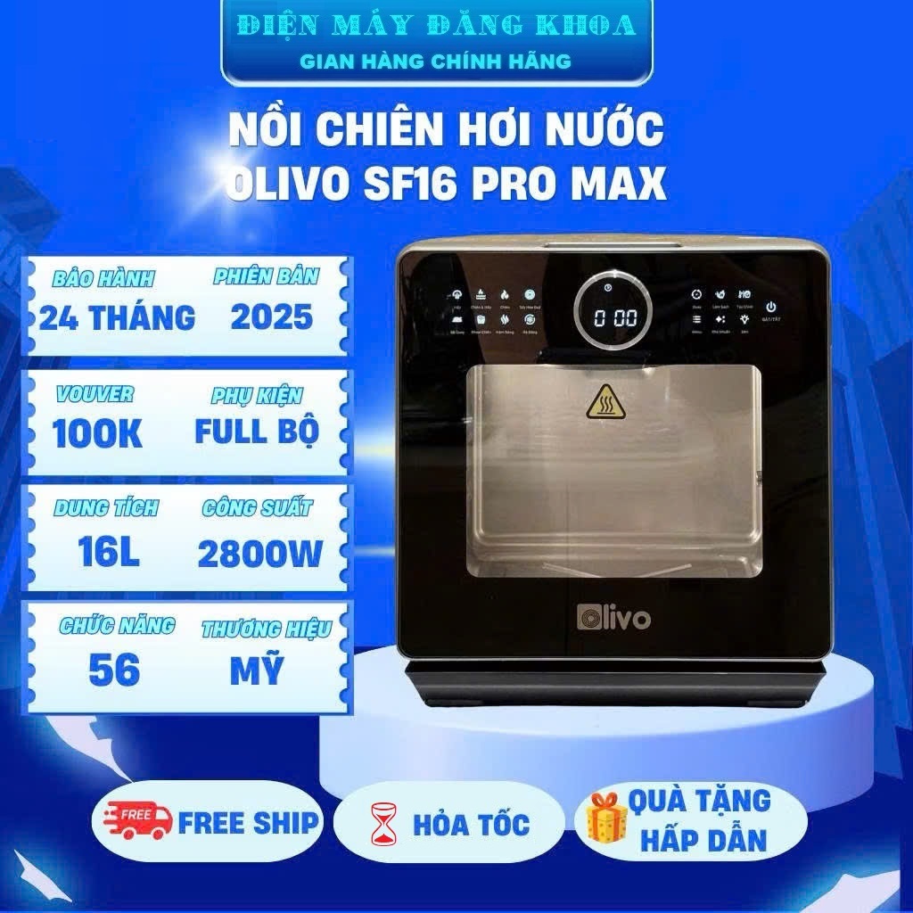 Nồi chiên hơi nước Olivo SF16 Pro 16 lít