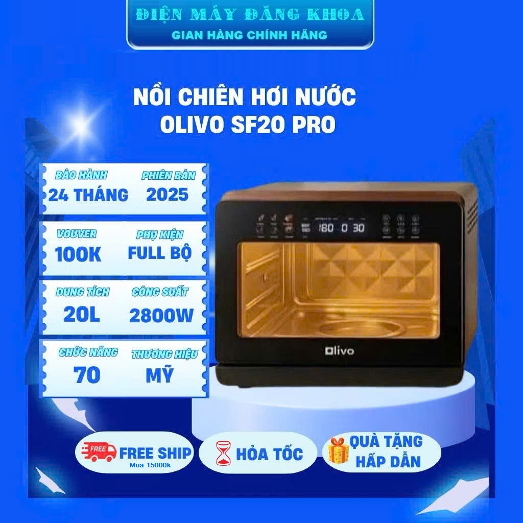 Nồi Chiên Hấp Đa Năng OLIVO SteamFry Xtra , Dung tích vượt trội 20L