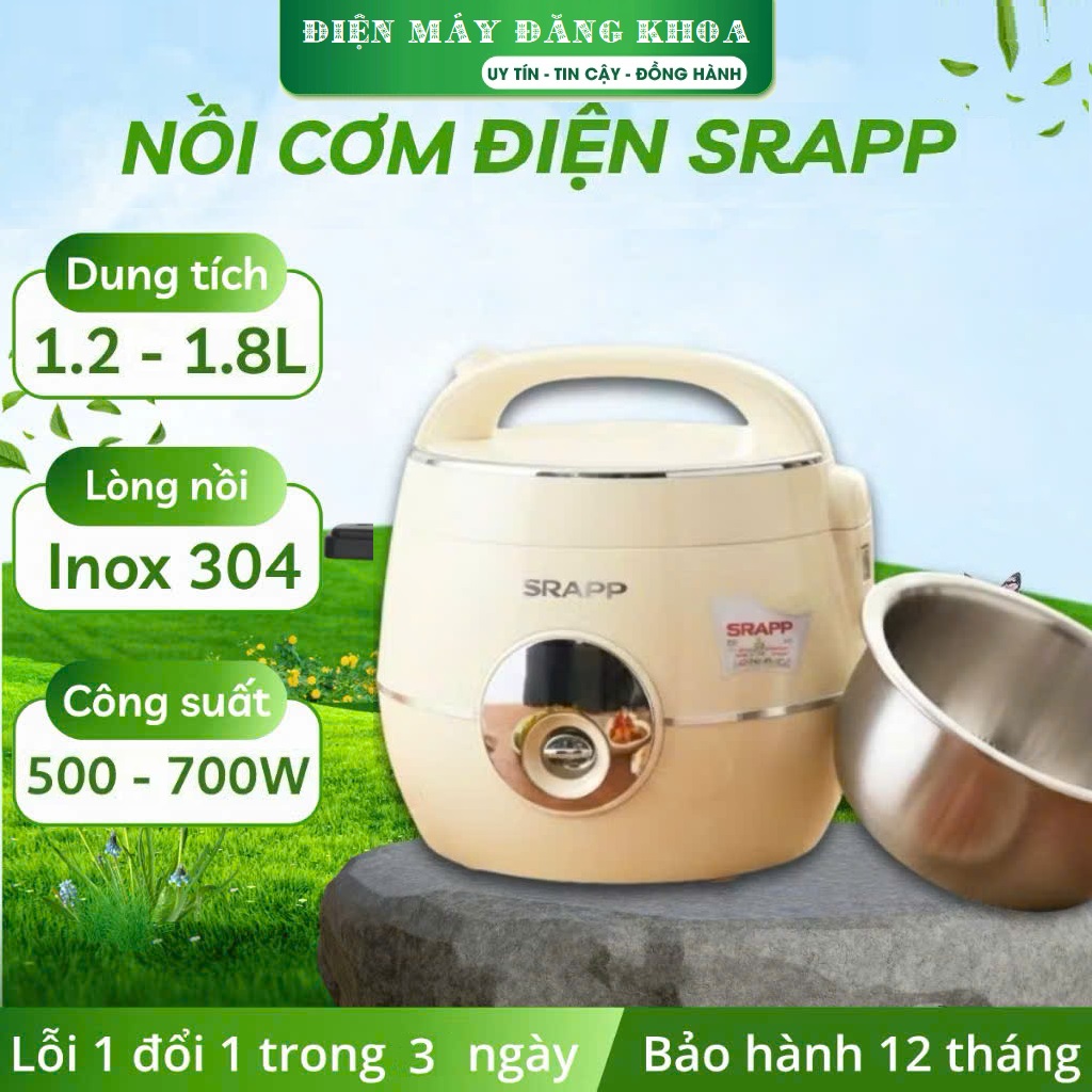 NỒI CƠM ĐIỆN SRAPP 1.8L LÒNG NỒI inox 1KG SH-NC187