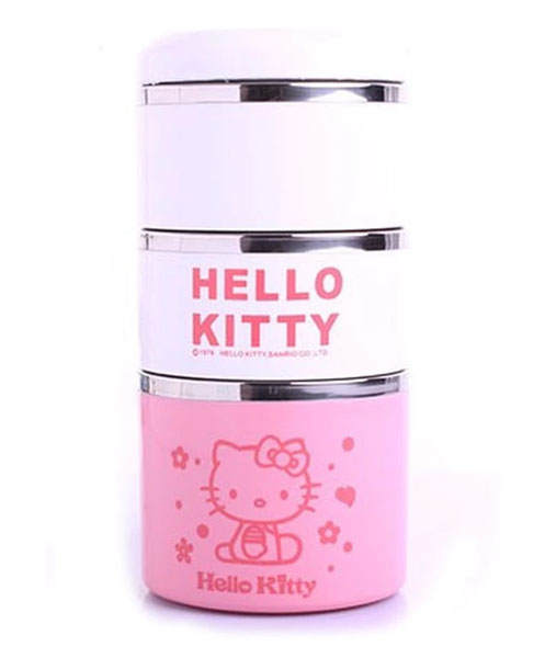 Hộp Cơm Giữ Nhiệt 3 Tầng Hello Kitty Và Doremon
