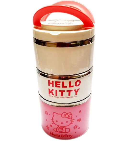 Hộp Cơm Giữ Nhiệt 3 Tầng Hello Kitty Và Doremon