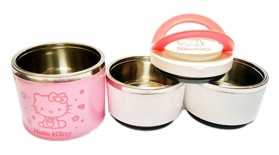Hộp Cơm Giữ Nhiệt 3 Tầng Hello Kitty Và Doremon