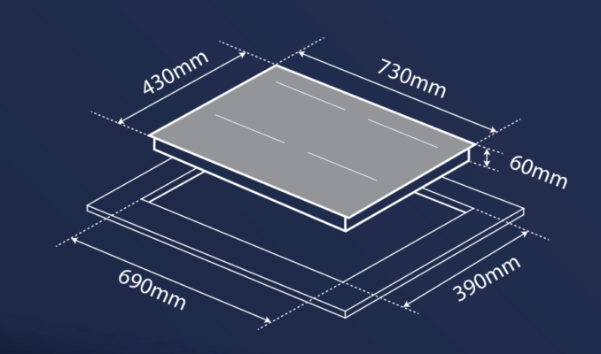Kích thước bếp từ đôi RIC-T66