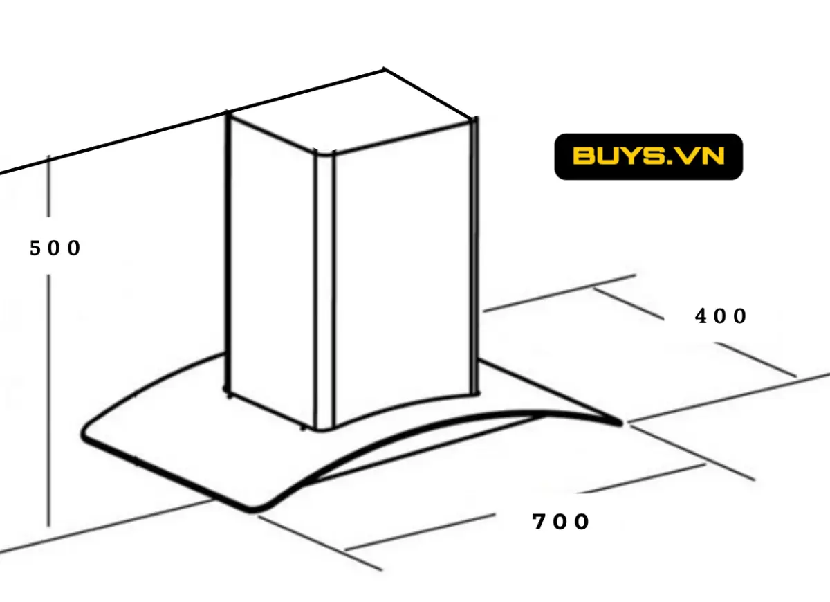 Máy hút mùi Rudiger RSK-2301C - kích thước