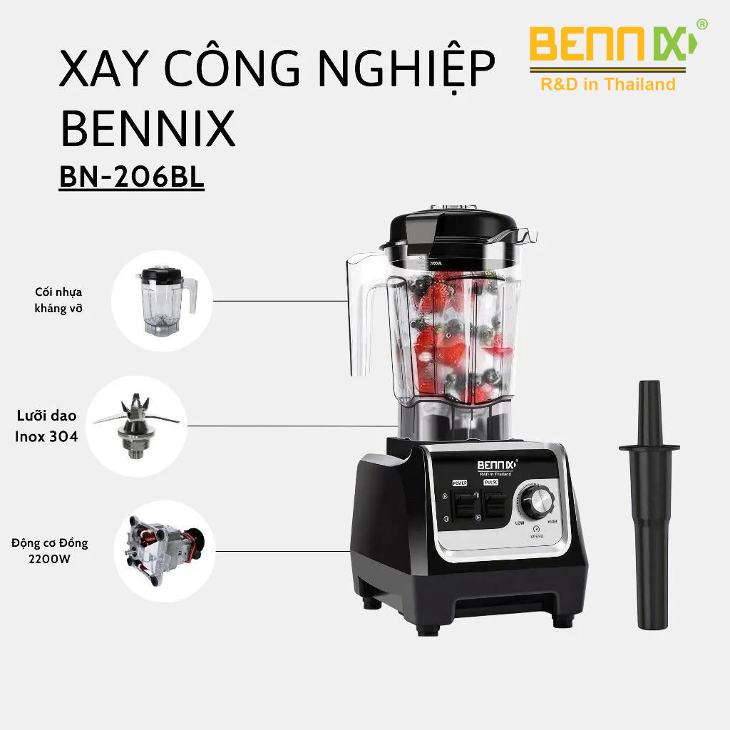 may-xay-cong-nghiep-bennix-bn-206bl-3 Máy xay sinh tố công nghiệp Bennix BN-206BL công suất 2200W
