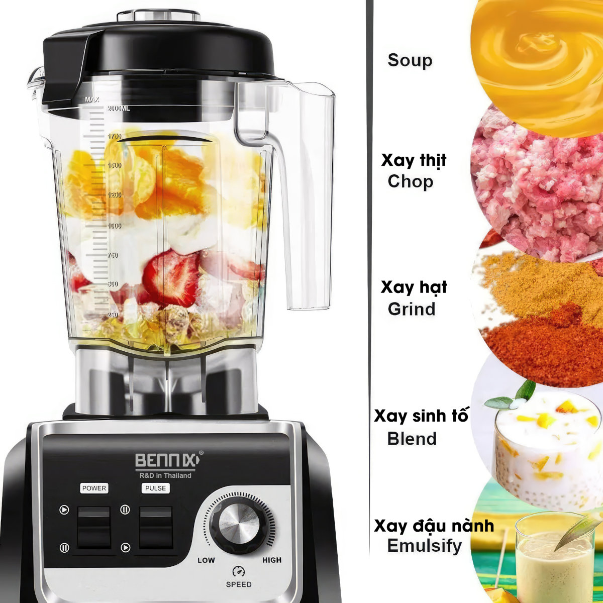 may-xay-cong-nghiep-bennix-bn-206bl-7 Máy xay sinh tố công nghiệp Bennix BN-206BL công suất 2200W