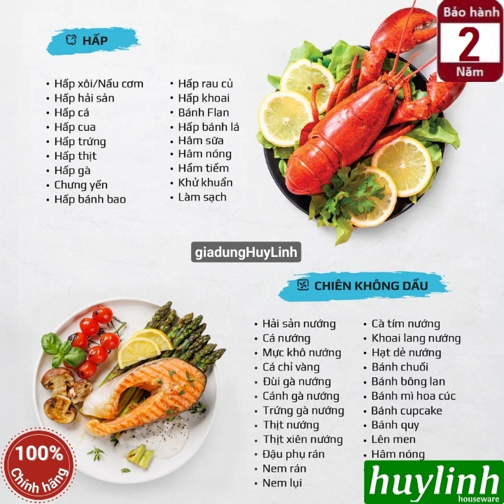 [Mới 2025] Nồi chiên không dầu - hấp hơi nước Olivo SF1600 - 16 lít - 70 menu 8