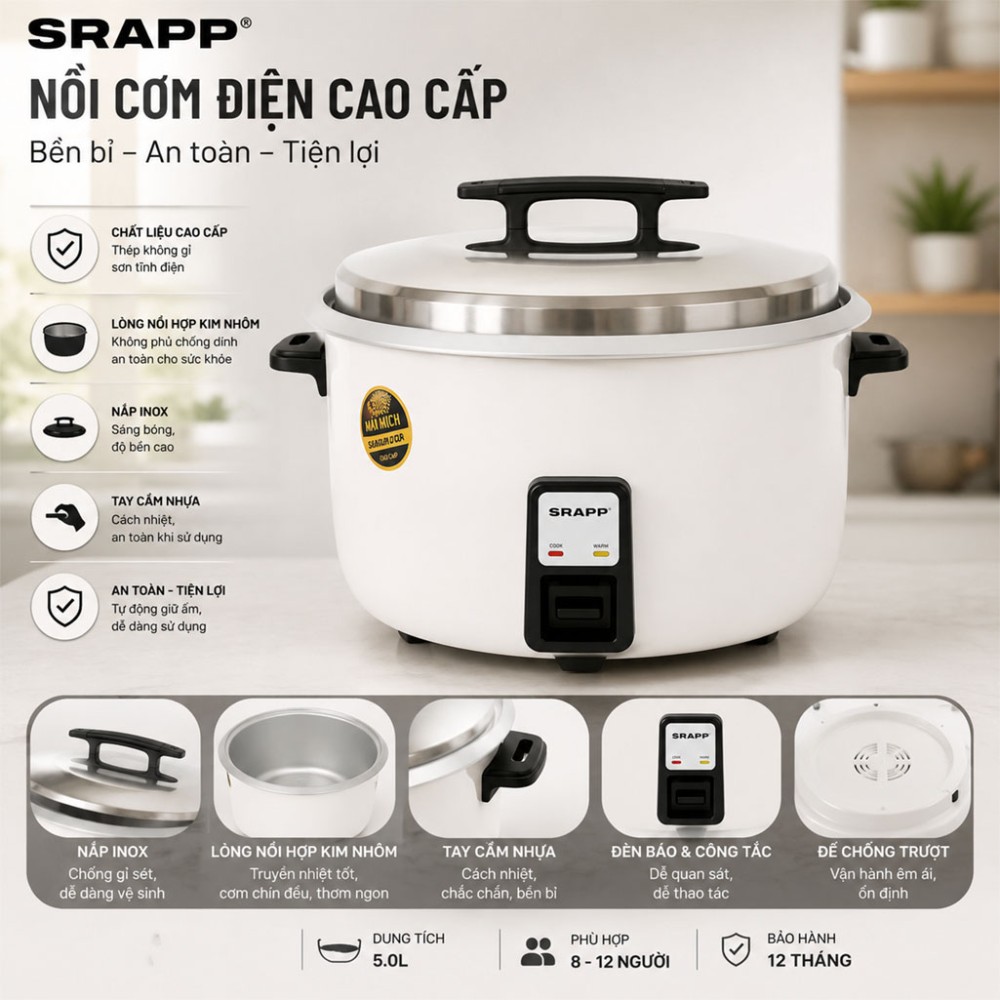 Nồi cơm điện công nghiệp SRAPP SH-NC118 10 lít - Hàng chính hãng