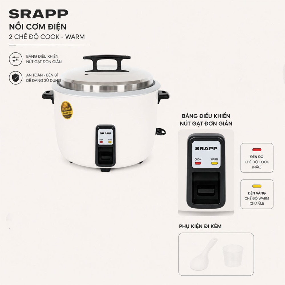 Nồi cơm điện công nghiệp SRAPP SH-NC118 10 lít - Hàng chính hãng
