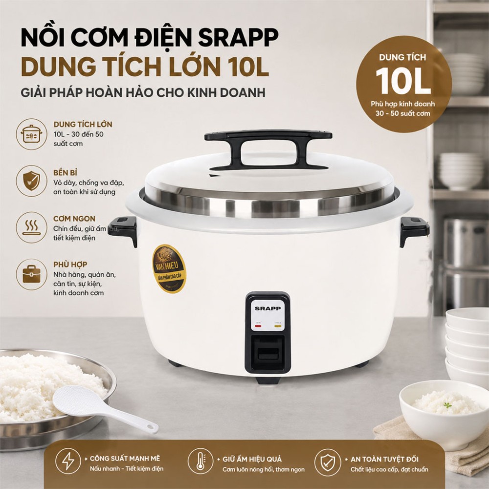 Nồi cơm điện công nghiệp SRAPP SH-NC118 10 lít - Hàng chính hãng