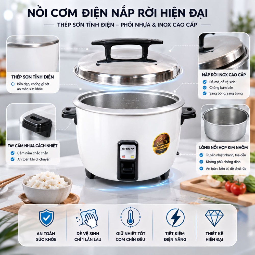 Nồi cơm điện công nghiệp SRAPP SH-NC568 5.6L - Hàng chính hãng