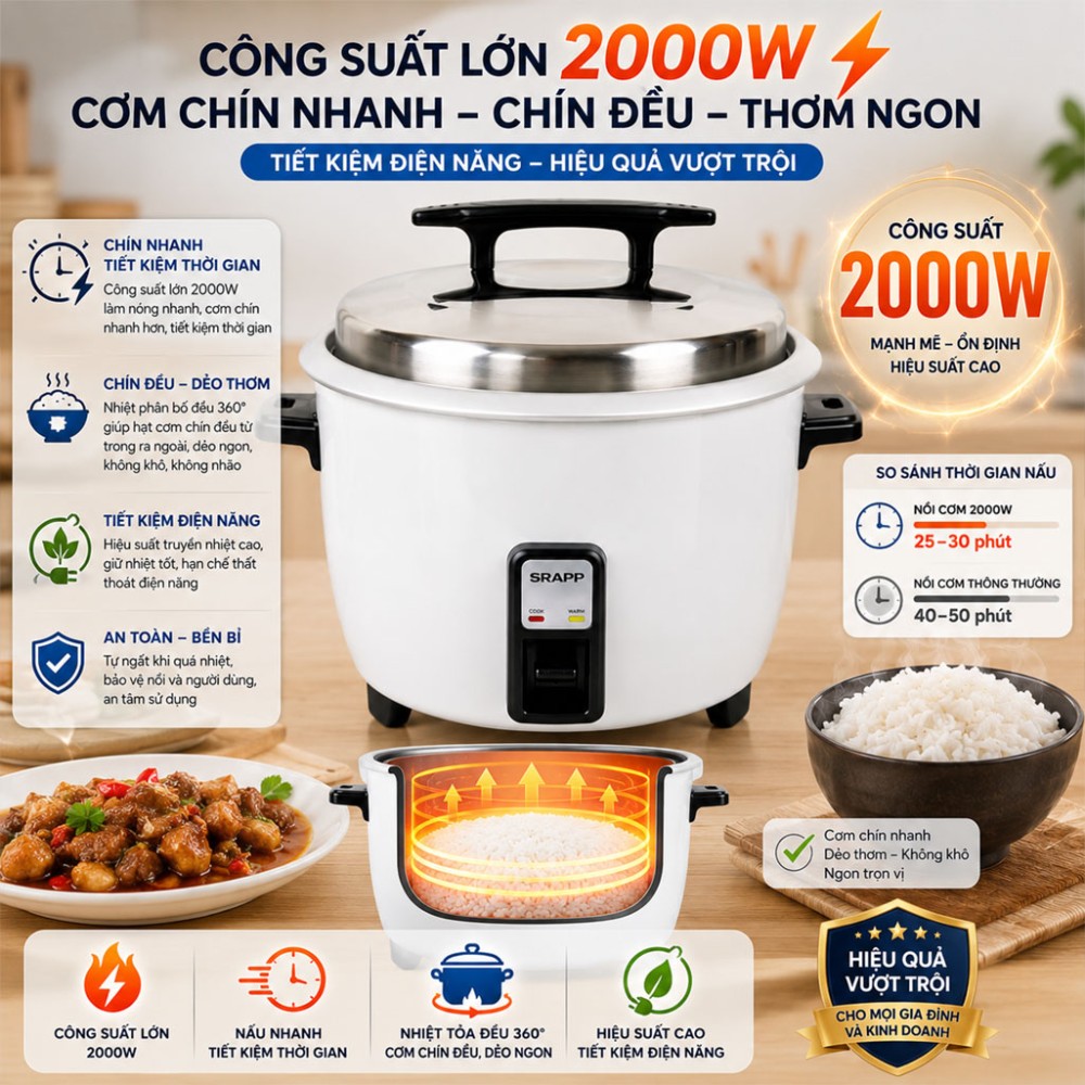 Nồi cơm điện công nghiệp SRAPP SH-NC568 5.6L - Hàng chính hãng