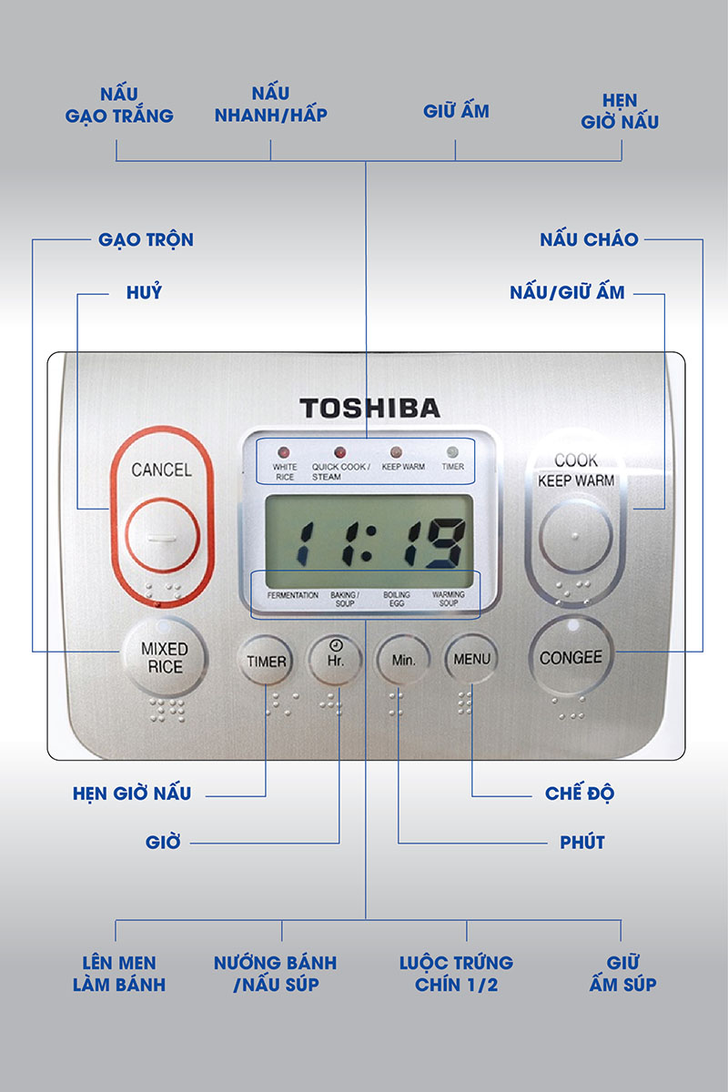 Nồi cơm điện tử Toshiba 1.8 lít RC-18NMFVN(WT) Nồi cơm điện tử Toshiba 1.8 lít RC-18NMFVN(WT)
