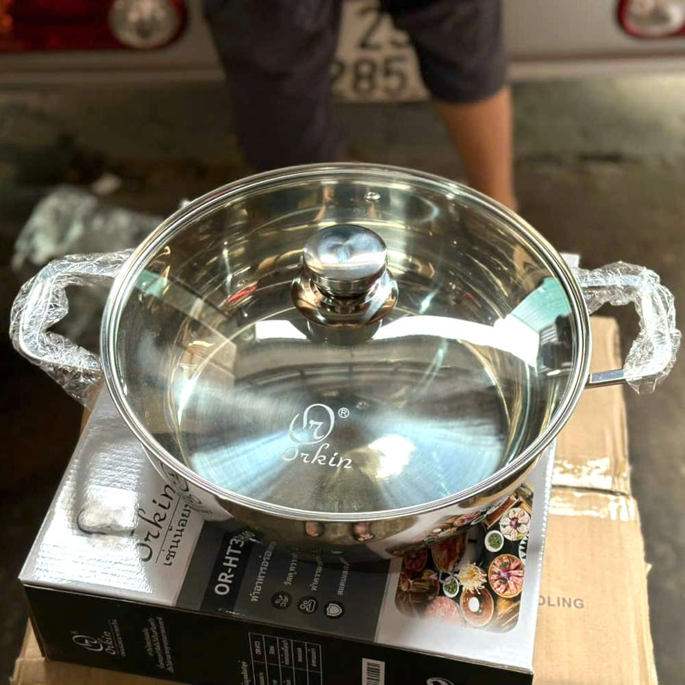 Nồi lẩu Inox cao cấp 3 đáy Orkin Thái Lan size 30cm OR-HT3