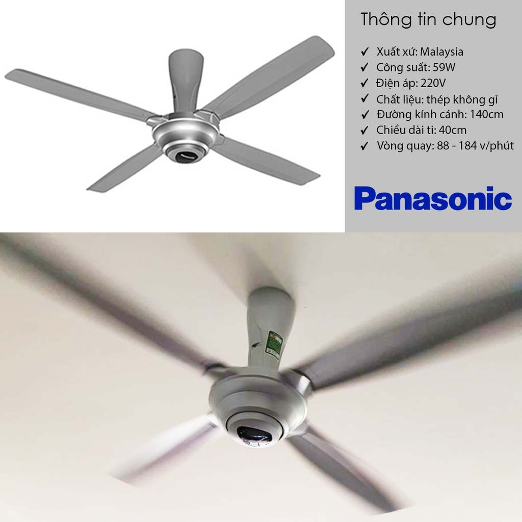 Quạt trần 4 cánh cao cấp Panasonic F-56MPG kèm điều khiển từ xa