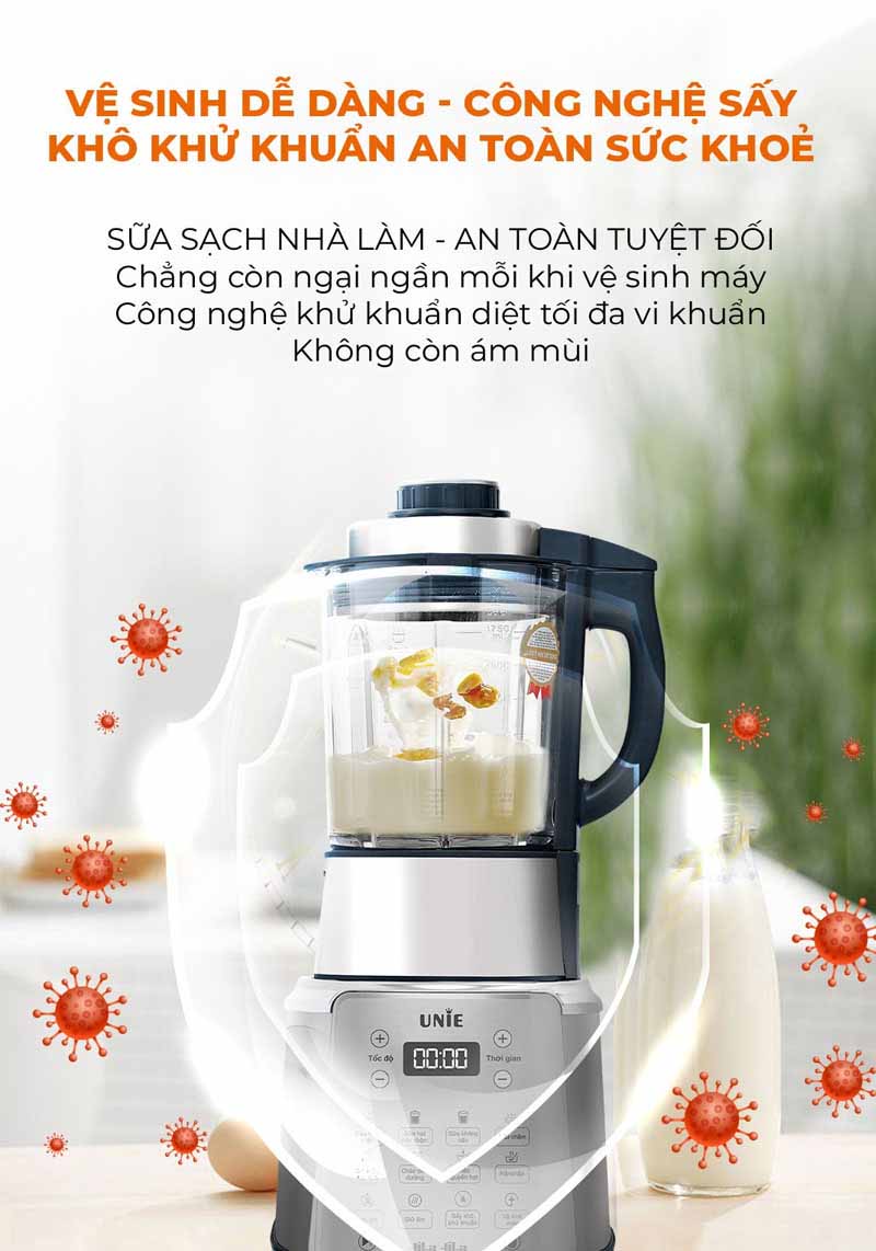 Chức năng vệ sinh máy làm sữa hạt V9S Pro