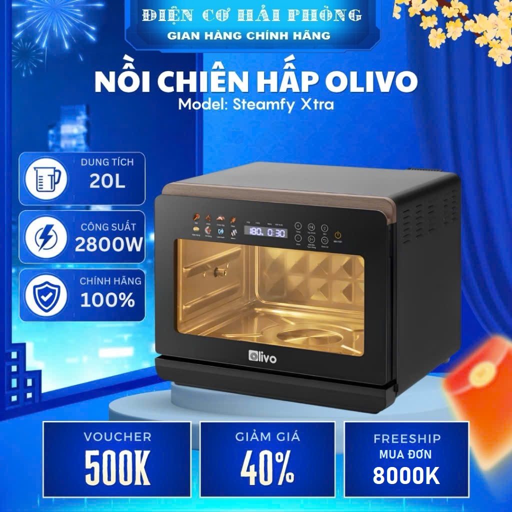 Nồi Chiên Hấp Đa Năng OLIVO SteamFry Xtra , Dung tích vượt trội 20L