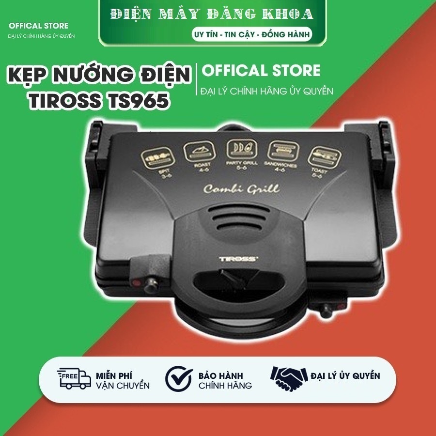 Máy nướng ép bánh mỳ , thịt đa năng Tiross TS965