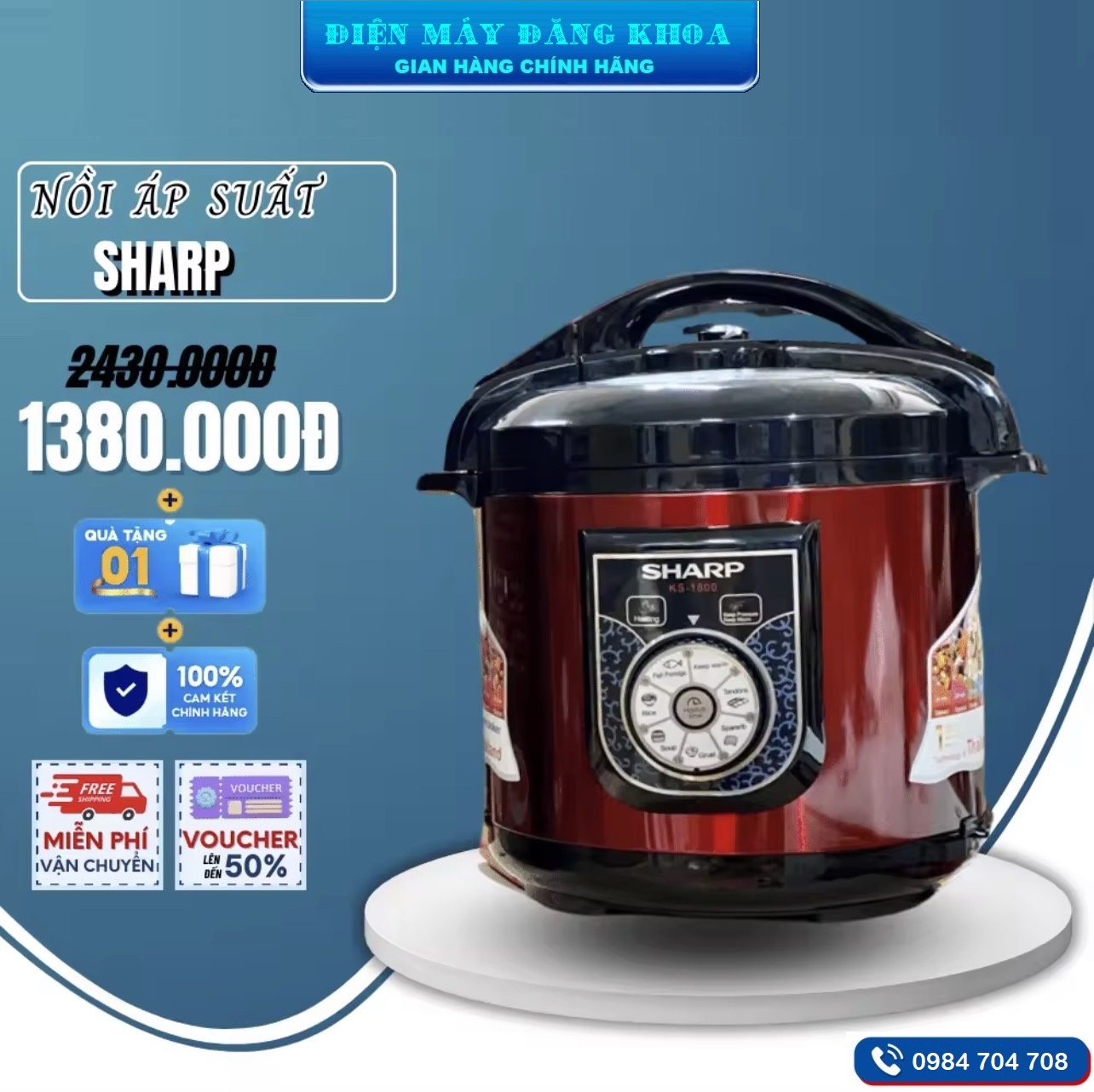 Nồi áp suất điện đa năng Sharp KS-1800 XOONG CHỐNG DÍNH
