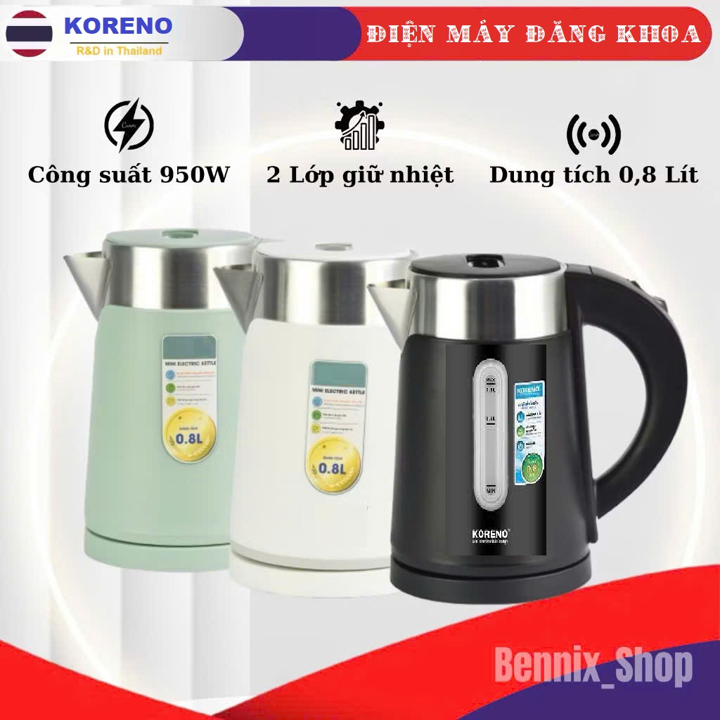 Ấm Siêu Tốc Mini Thái Lan KORENO KN-208 0,8L