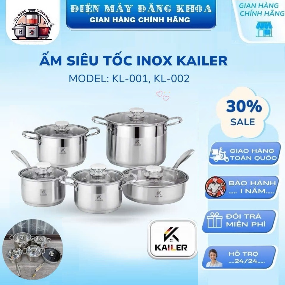 Bộ nồi inox Kailer KL-BN07 5 món