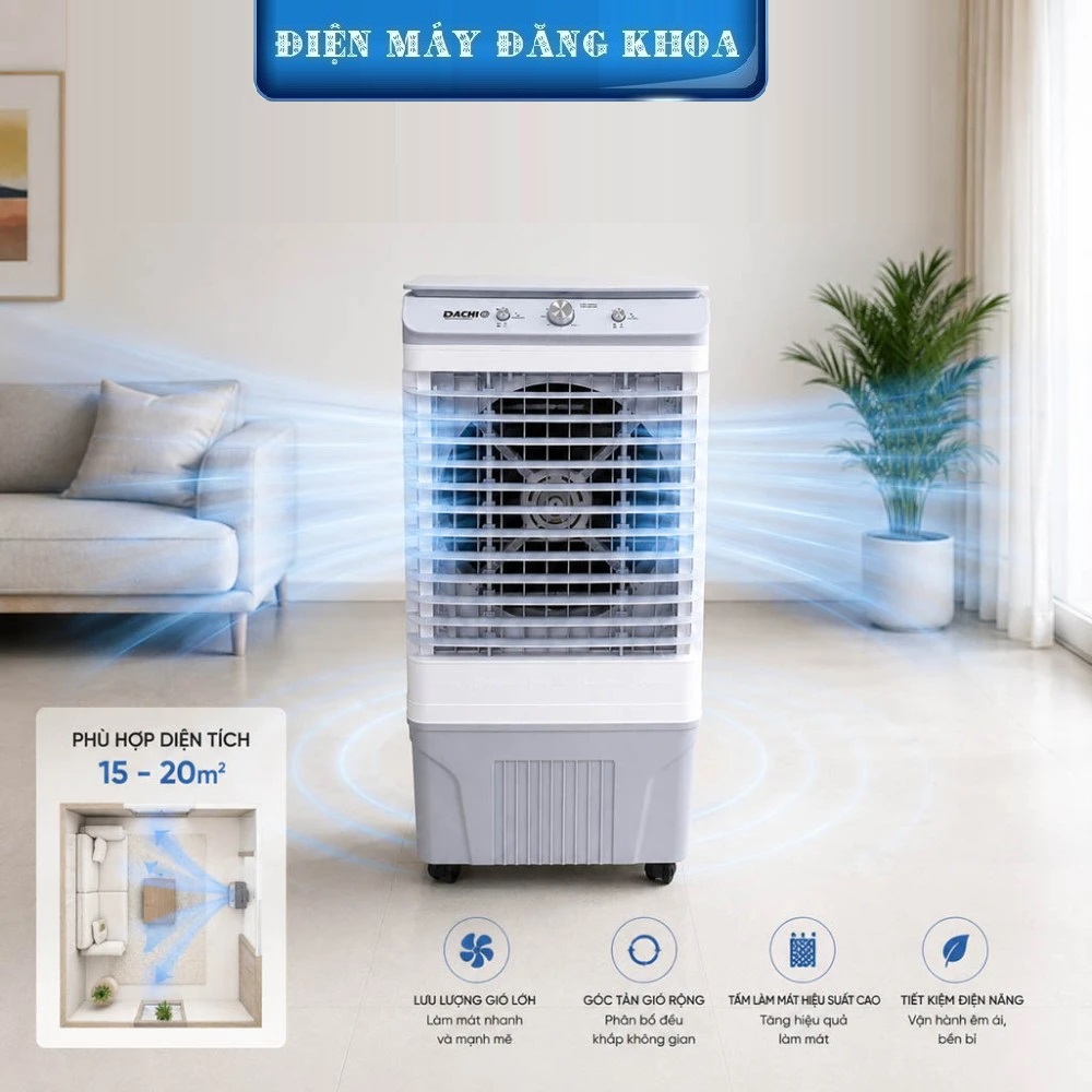 Quạt Làm Mát Hơi Nước Dachio HA-626 50L 160w
