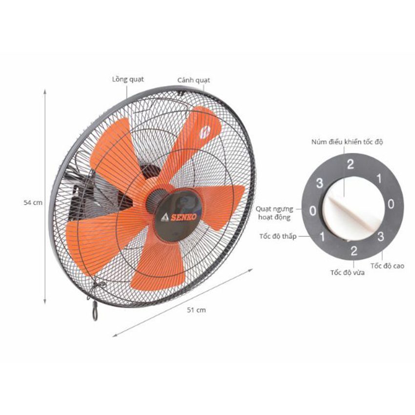 Quạt treo tường 2 dây Senko TC1886 tiện lợi