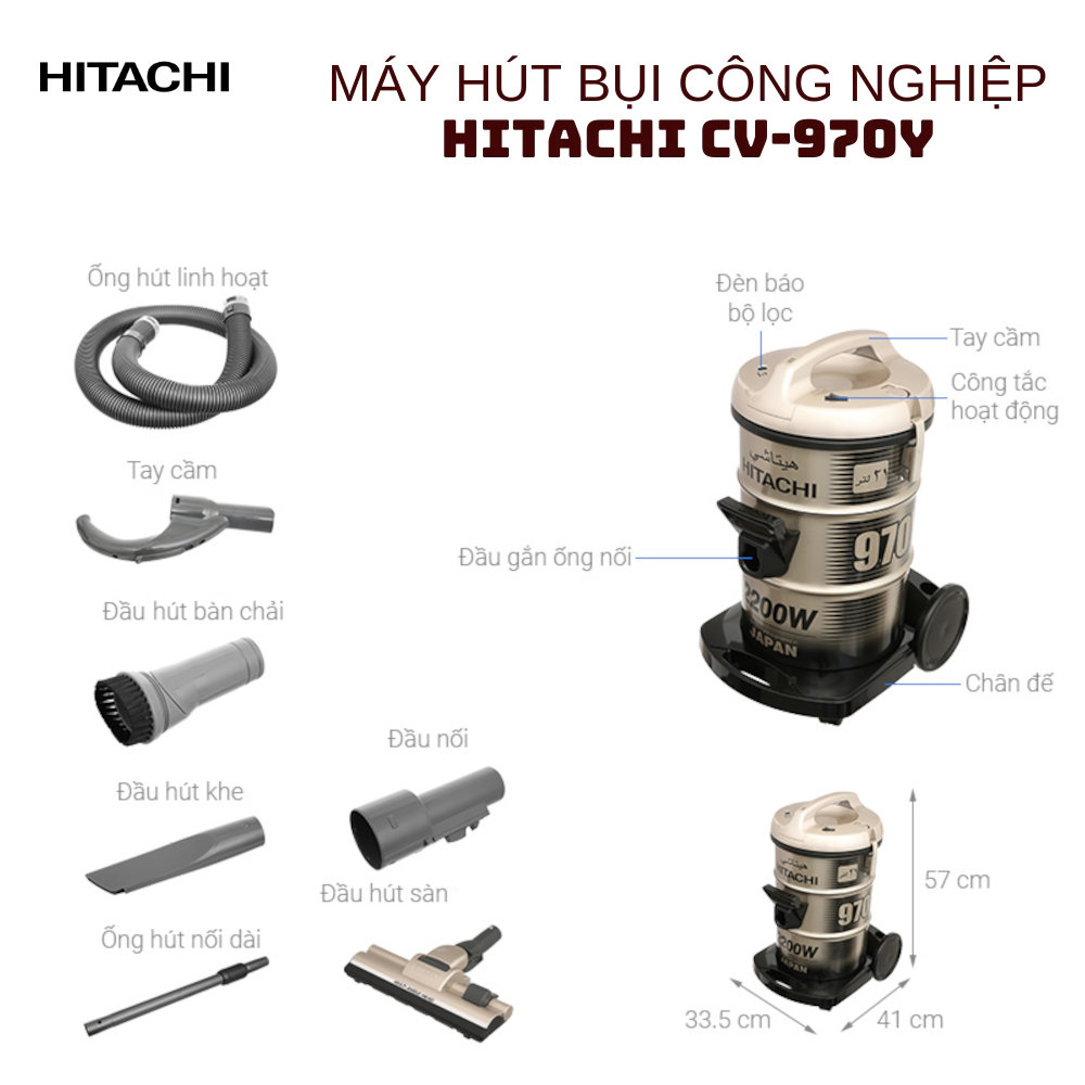 Máy hút bụi công nghiệp Hitachi CV-970Y 24CV TG xuất xứ Thái Lan