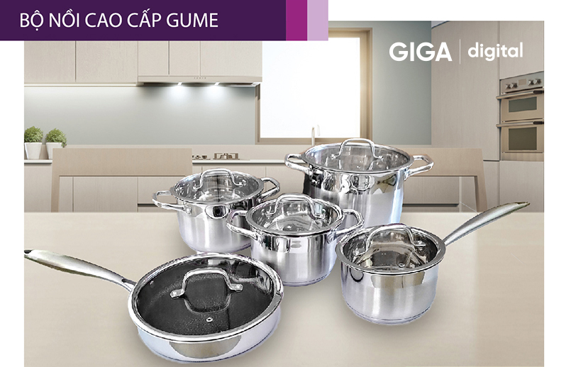 Bộ nồi inox Gume đa năng sử dụng trên mọi loại bếp