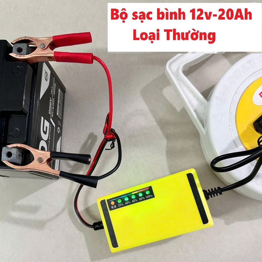 𝑩𝒐̣̂ 𝒔𝒂̣𝒄 𝒃𝒊̀𝒏𝒉 𝒂̆́𝒄 𝒒𝒖𝒚 tự động ngắt 12V 2Ah-20Ah sạc acquy xe máy, xe ô tô, có đèn led báo đầy