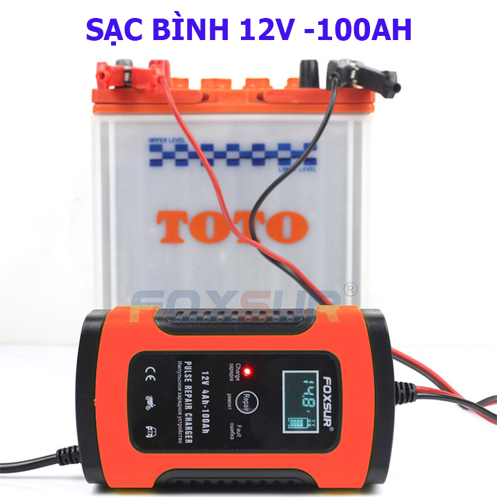 Sạc Bình Ắc Quy Foxsur Ô Tô Xe Máy 12V 100Ah Nhật