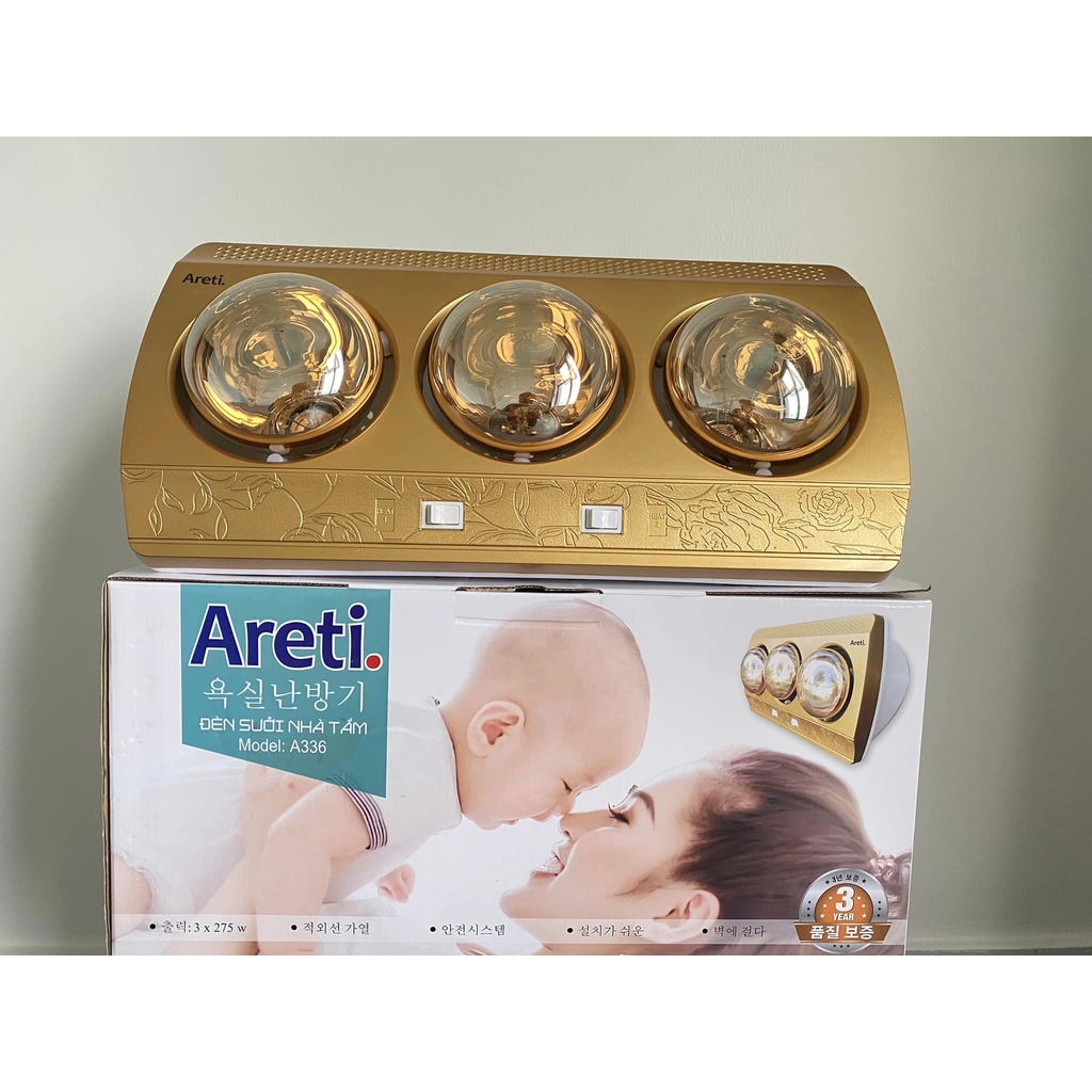 Đèn sưởi nhà tắm 3 bóng areti chính hãng