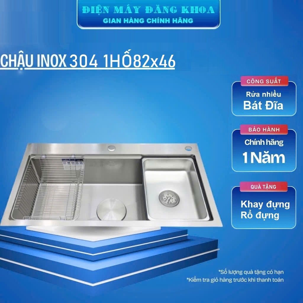 Chậu rửa bát 1 hố inox304 kích thước 82x46cm