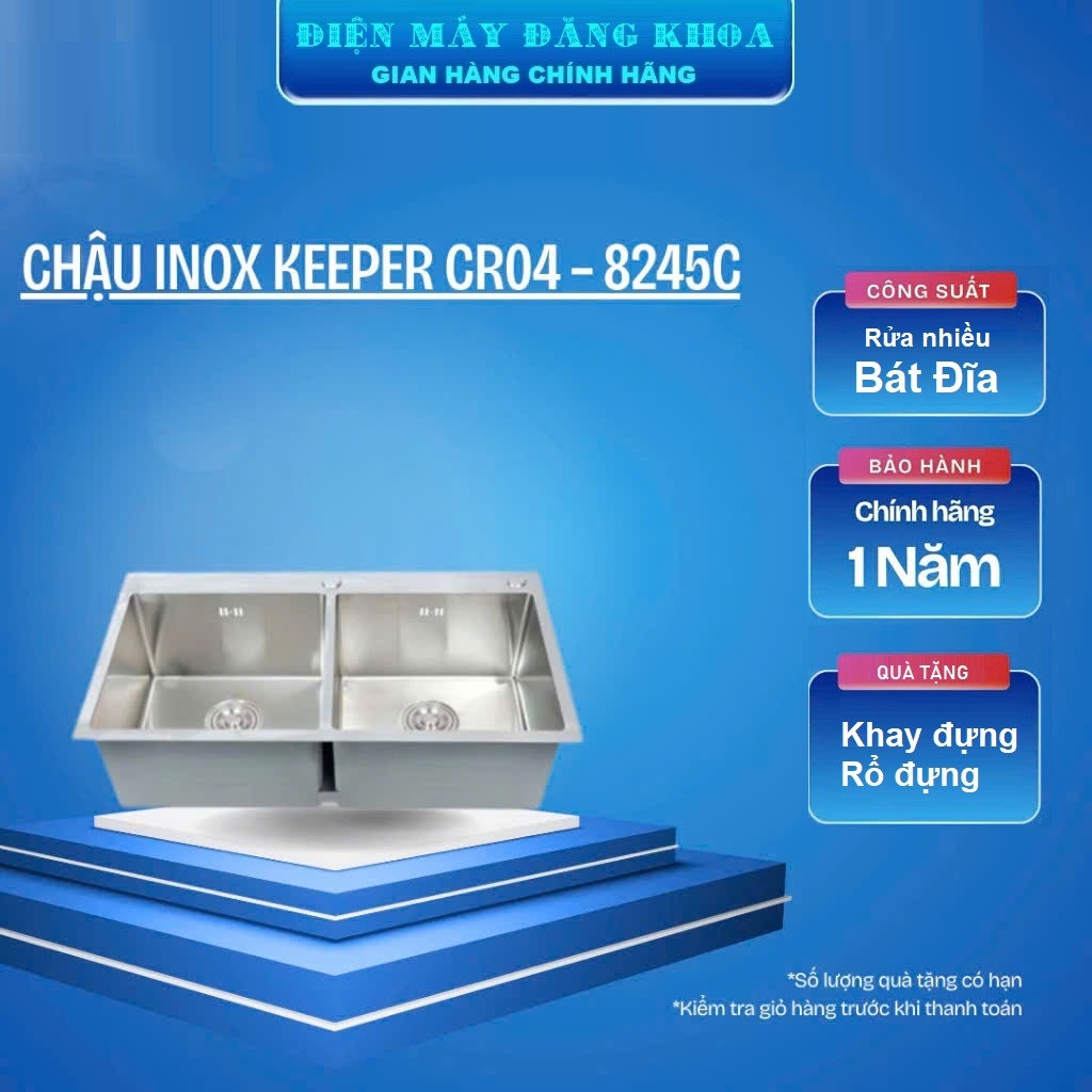Chậu rửa bát 2 hố cân sus304 8245 KOREA
