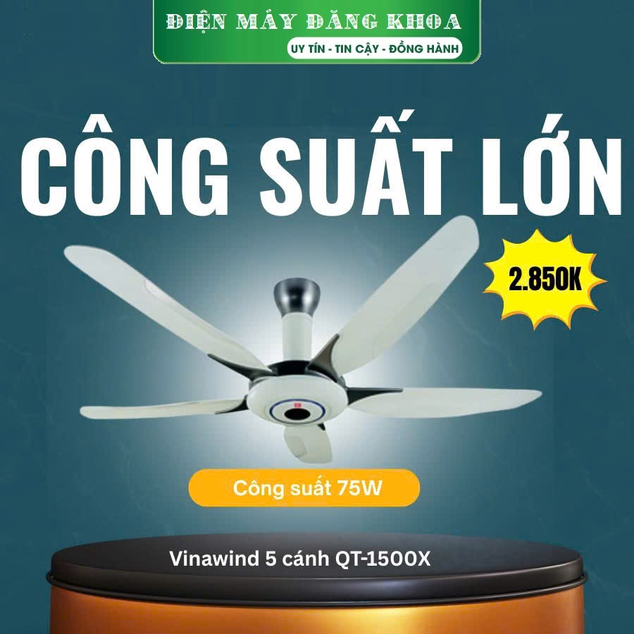 Quạt trần điện cơ Thống Nhất 5 cánh Vinawind QT1500X