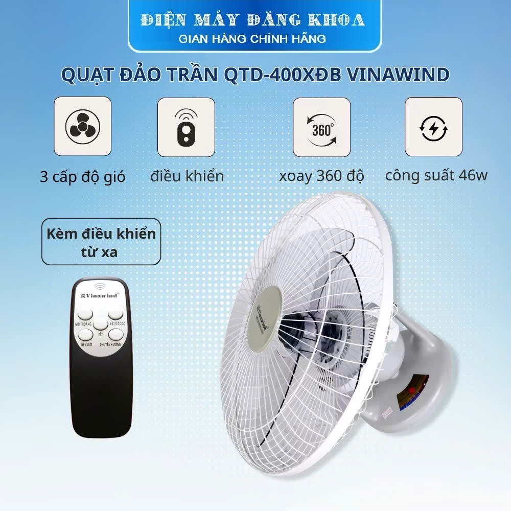 Quạt đảo trần Điện cơ thống nhất QTD400X-DB có điều khiển