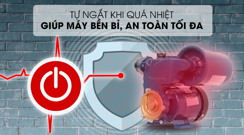 Máy bơm nước tăng áp Panasonic A-200JAK 200W - An toàn tối đa với tính năng tự ngắt khi nhiệt độ bơm quá cao
