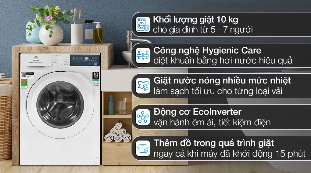 Máy giặt Electrolux UltimateCare 300 Inverter 10 kg EWF1024D3WC