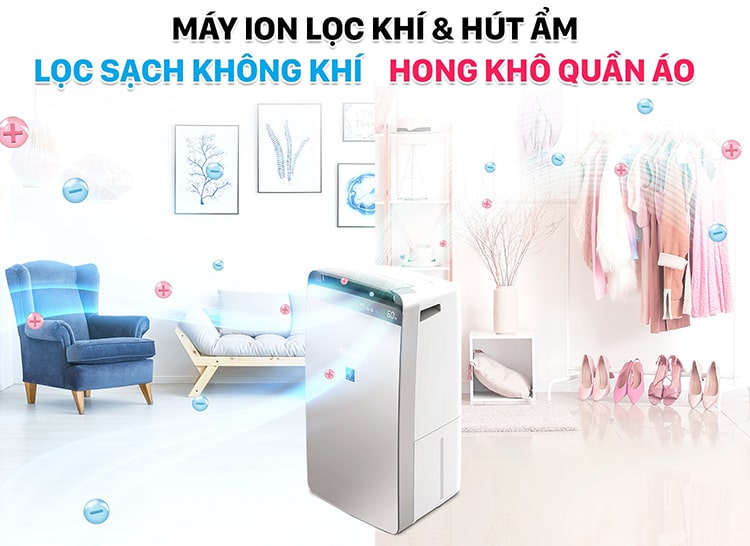 máy lọc không khí hút ẩm sharp dw-j27fv-s không khí xanh ảnh 2