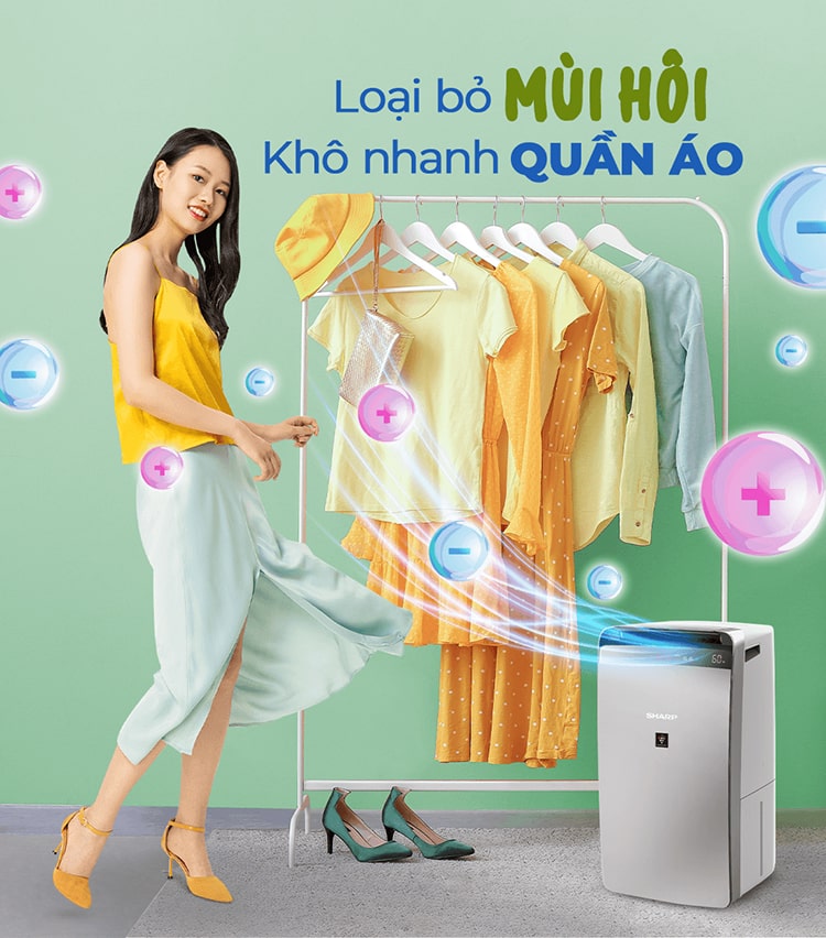 máy lọc không khí hút ẩm sharp dw-j27fv-s không khí xanh ảnh 3