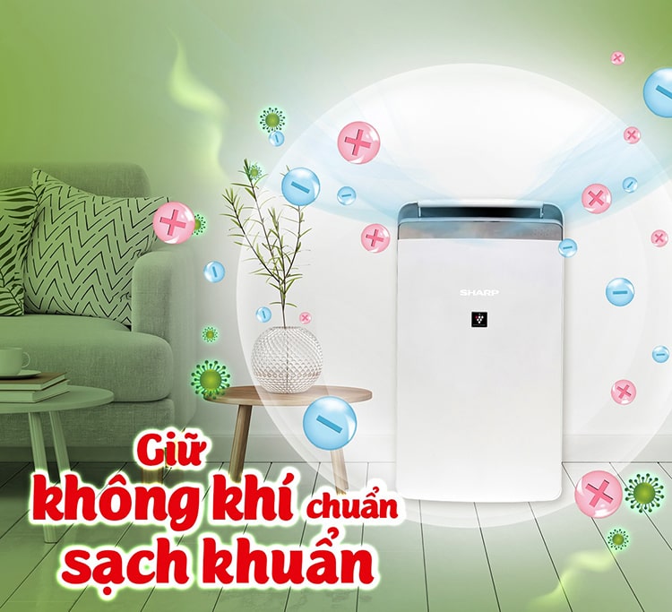 máy lọc không khí hút ẩm sharp dw-j27fv-s không khí xanh ảnh 4
