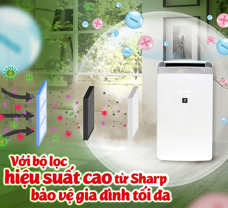 máy lọc không khí hút ẩm sharp dw-j27fv-s không khí xanh ảnh 5