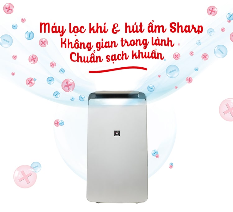 máy lọc không khí hút ẩm sharp dw-j27fv-s không khí xanh ảnh 1